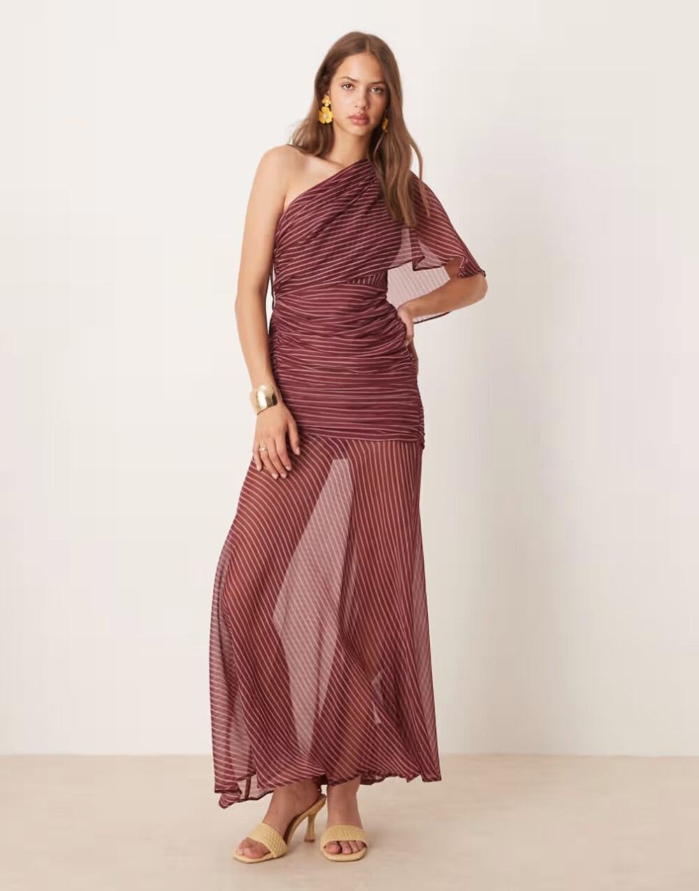 ASOS DESIGN Cape One Shoulder Ruched Bodice Maxi Dress - 8